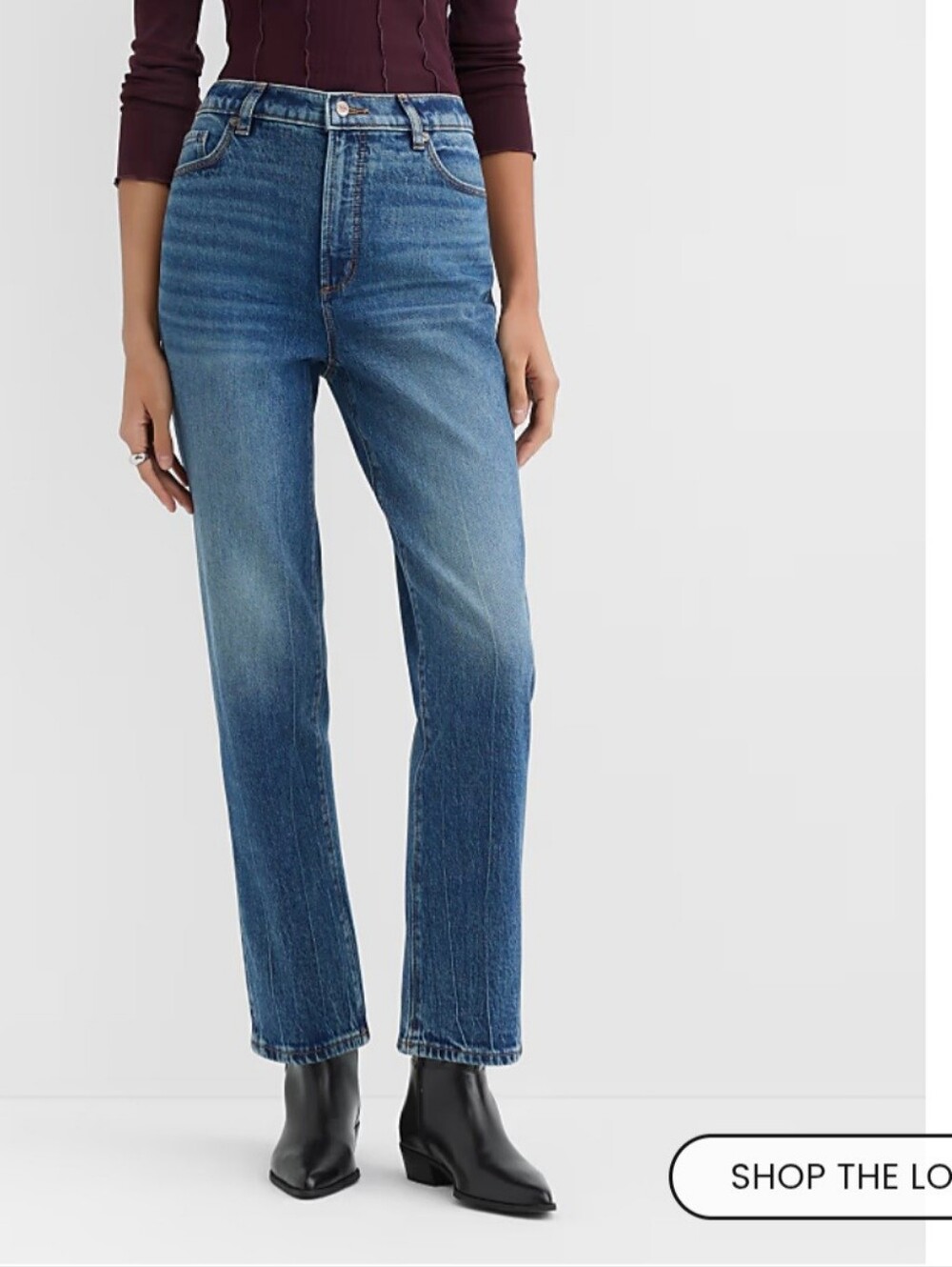 Rivete Petite Curvy High Rise Straight Jeans in Echo Wash
